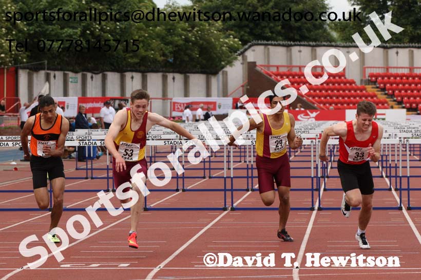 Senior boys 110 metres hurdles, 2015 English Schools, Gateshead. Photo: David T. Hewitson/Sports for All Pics